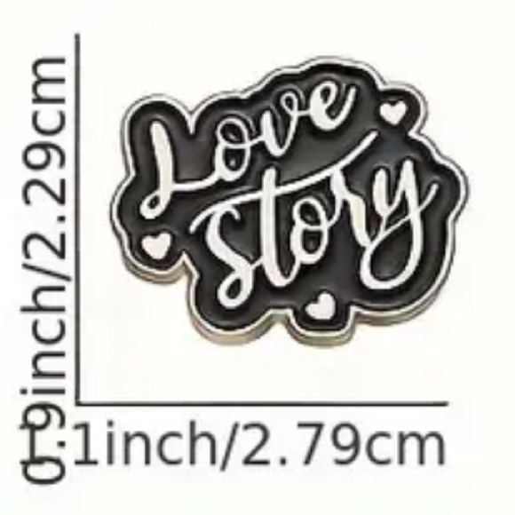 ‘LOVE STORY’ BLACK & GOLD SCRIPT TAYLOR PIN - Picture 2 of 8